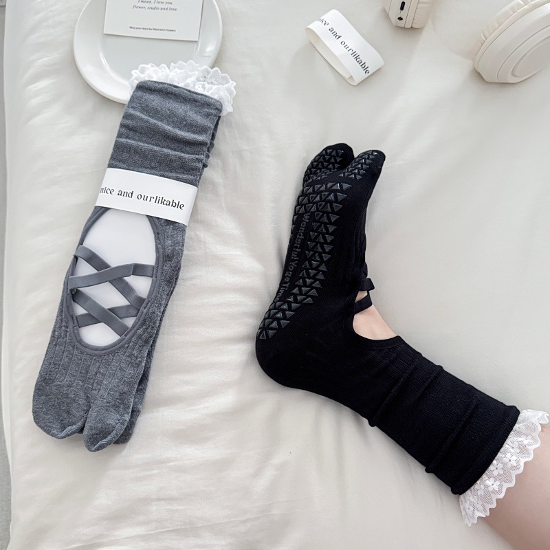 Lace Trim Split Toe Yoga Socks - đánh giá và giá Medias Para Pilates Y Yoga